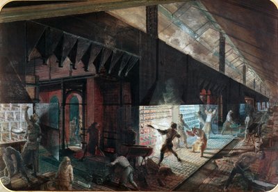 Zinkproduktion in der Vieille Montagne Fabrik, Saone-et-Loire, ca. 1860 von Ignace Francois Bonhomme